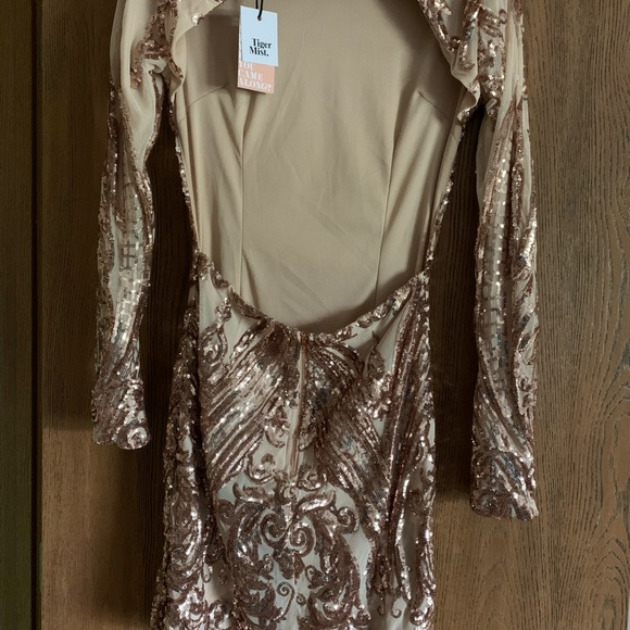Tiger Mist Lola Baroque Rose Gold Sequin Open Back Dress - Picture 4 of 6
